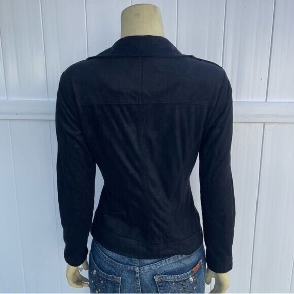 Top Stitch Black Women's Motto Inspired Lightweight Jacket Faux Suede Size S - Picture 2 of 9